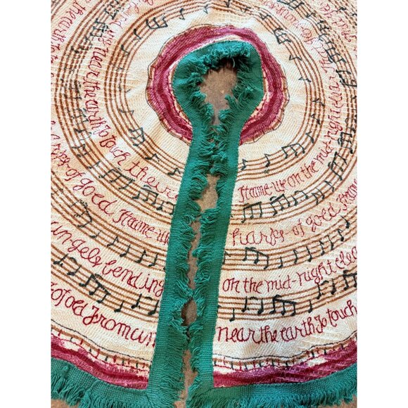 Fabric  Christmas Tree Skirt Hand Painted  It Came Upon A midnight Clear Vintage - Picture 12 of 13